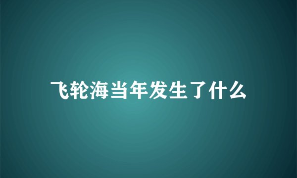 飞轮海当年发生了什么