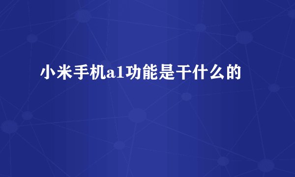 小米手机a1功能是干什么的