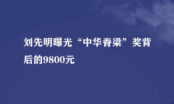 刘先明曝光“中华脊梁”奖背后的9800元