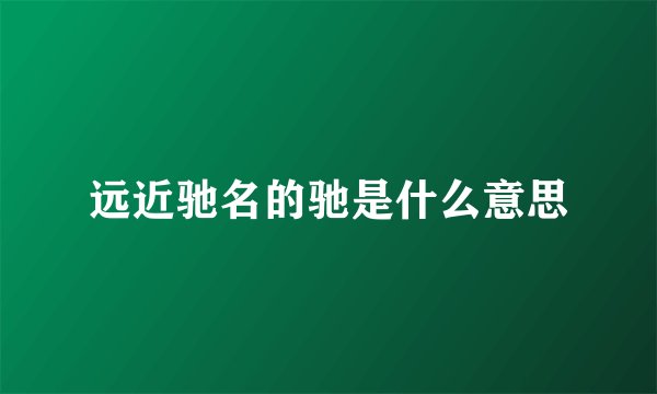 远近驰名的驰是什么意思