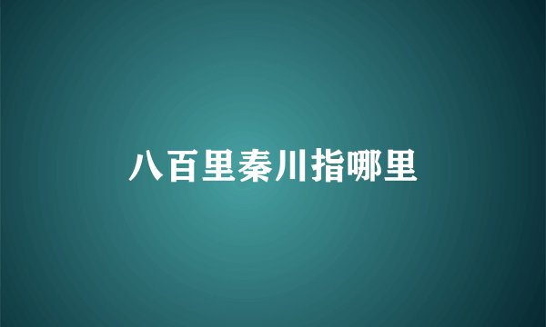 八百里秦川指哪里