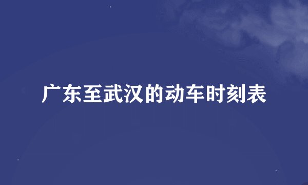 广东至武汉的动车时刻表