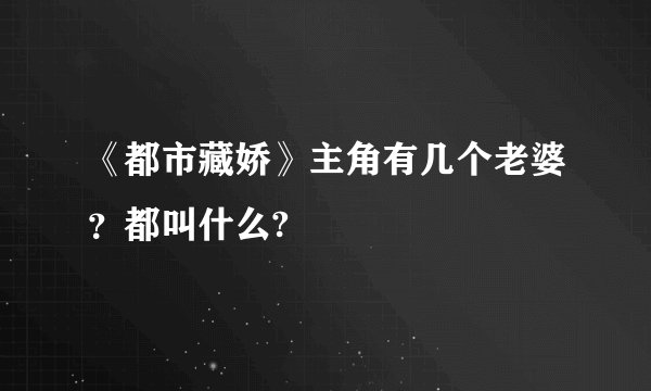 《都市藏娇》主角有几个老婆？都叫什么?