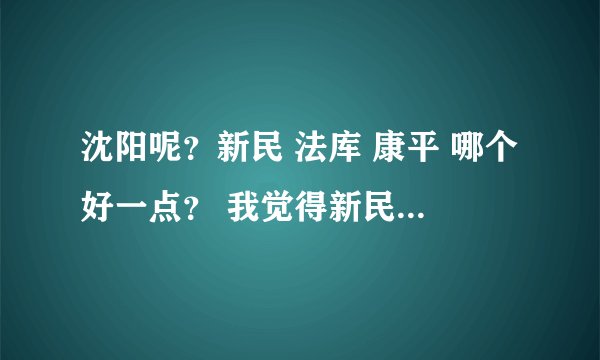 沈阳呢？新民 法库 康平 哪个好一点？ 我觉得新民吧 但是竞争应该也是最大的 是吗？