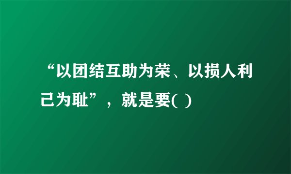 “以团结互助为荣、以损人利己为耻”，就是要( )