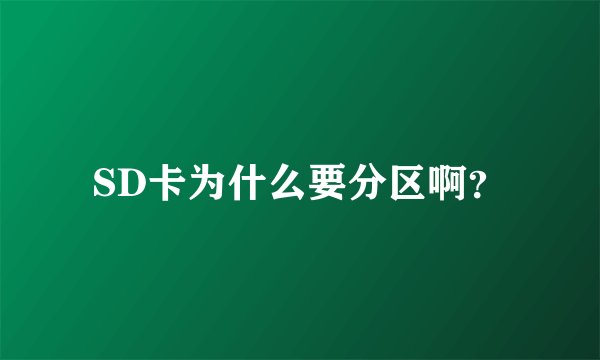 SD卡为什么要分区啊？