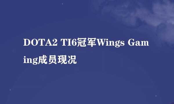 DOTA2 TI6冠军Wings Gaming成员现况