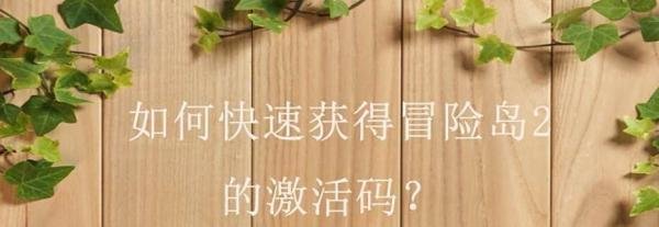 如何快速获得冒险岛2的激活码？
