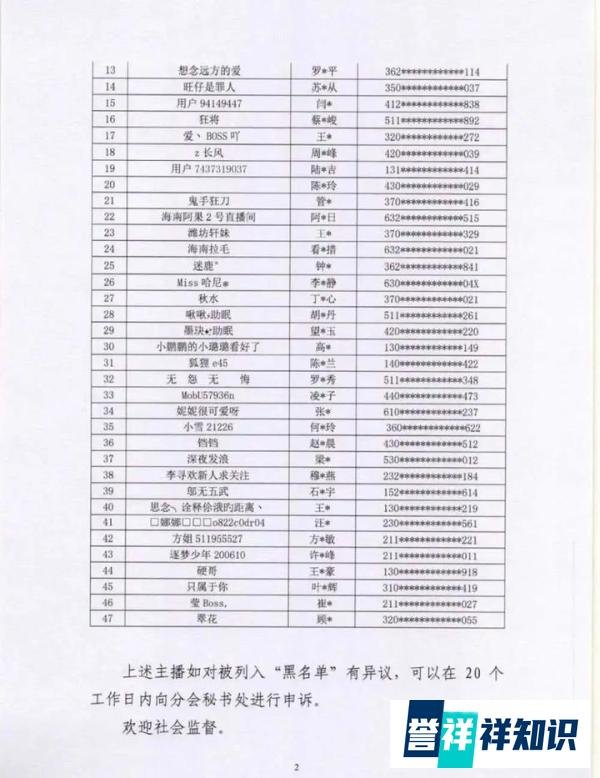 47名主播被列入黑名单，封禁5年！