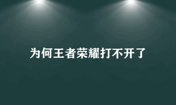 为何王者荣耀打不开了