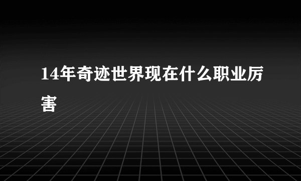 14年奇迹世界现在什么职业厉害