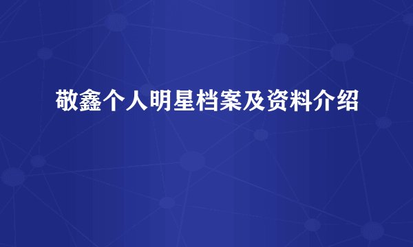 敬鑫个人明星档案及资料介绍