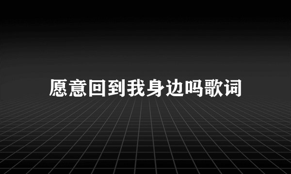 愿意回到我身边吗歌词