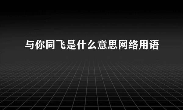 与你同飞是什么意思网络用语