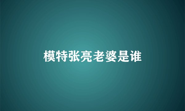 模特张亮老婆是谁