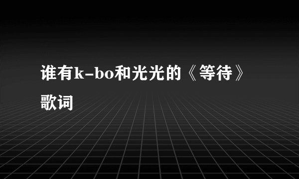 谁有k-bo和光光的《等待》歌词