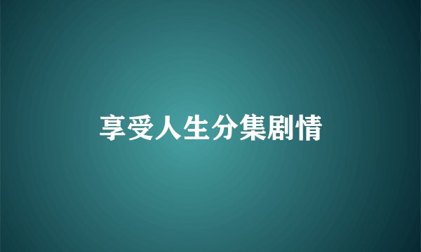 享受人生分集剧情