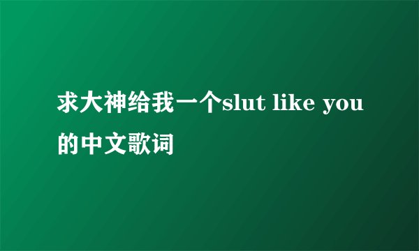 求大神给我一个slut like you的中文歌词