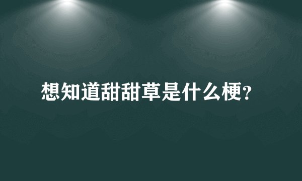 想知道甜甜草是什么梗？