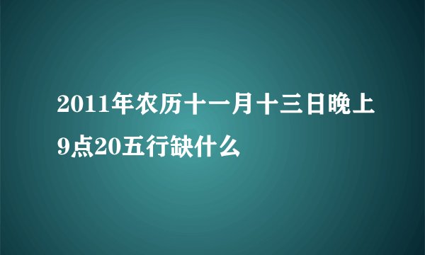 2011年农历十一月十三日晚上9点20五行缺什么