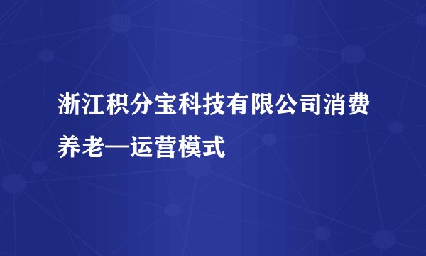 浙江积分宝科技有限公司消费养老—运营模式
