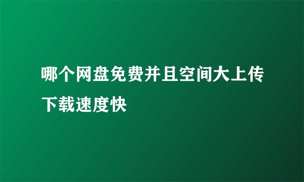 哪个网盘免费并且空间大上传下载速度快