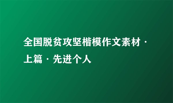 全国脱贫攻坚楷模作文素材·上篇·先进个人
