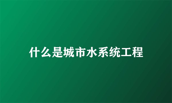 什么是城市水系统工程