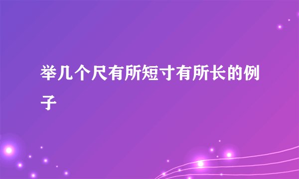 举几个尺有所短寸有所长的例子