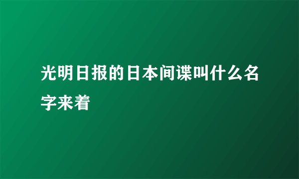 光明日报的日本间谍叫什么名字来着