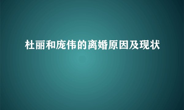 杜丽和庞伟的离婚原因及现状