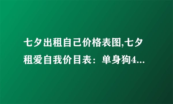 七夕出租自己价格表图,七夕租爱自我价目表：单身狗499晚，甜蜜情侣3888晚！