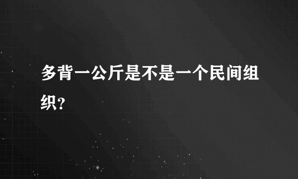 多背一公斤是不是一个民间组织？