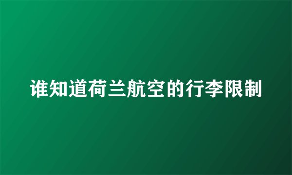 谁知道荷兰航空的行李限制