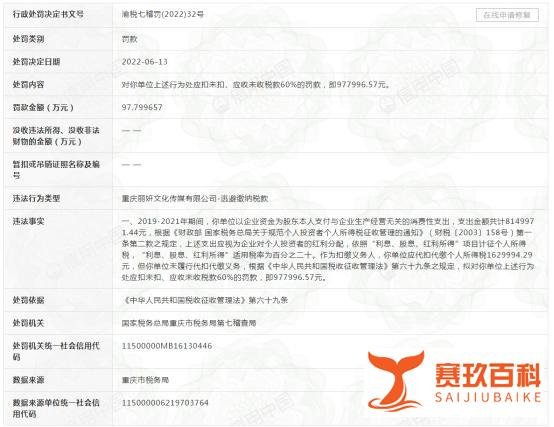 又有明星偷税漏税被罚97万!税务局两次警告未果,网友:必须封杀