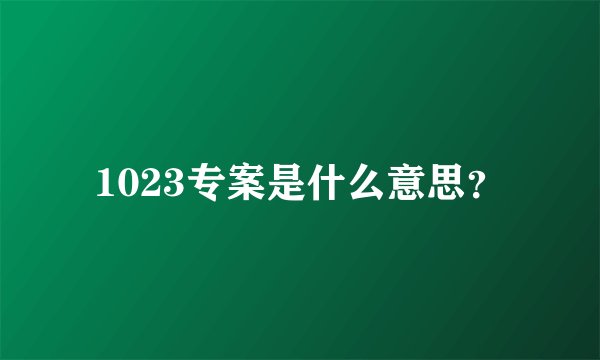 1023专案是什么意思？