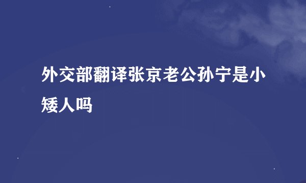 外交部翻译张京老公孙宁是小矮人吗
