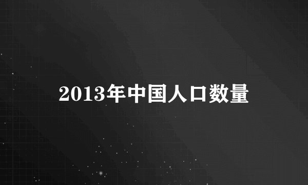 2013年中国人口数量