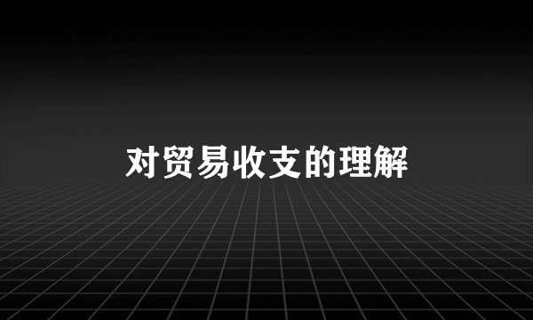 对贸易收支的理解
