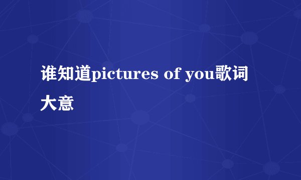谁知道pictures of you歌词大意