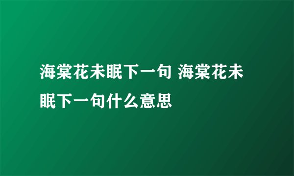 海棠花未眠下一句 海棠花未眠下一句什么意思