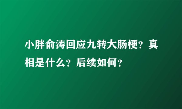 小胖俞涛回应九转大肠梗？真相是什么？后续如何？