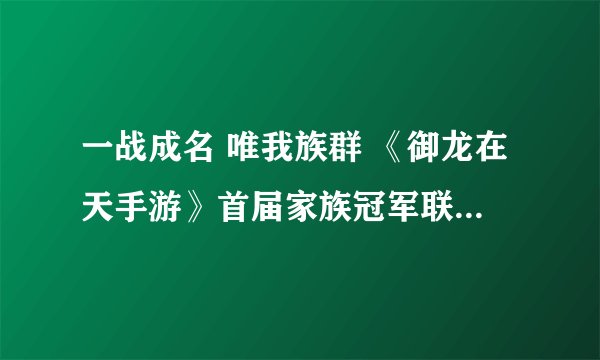 一战成名 唯我族群 《御龙在天手游》首届家族冠军联赛震撼来袭