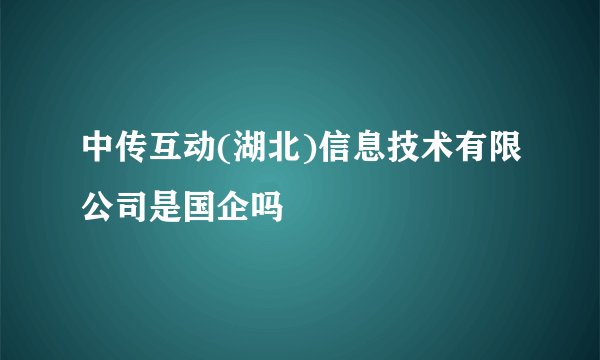 中传互动(湖北)信息技术有限公司是国企吗