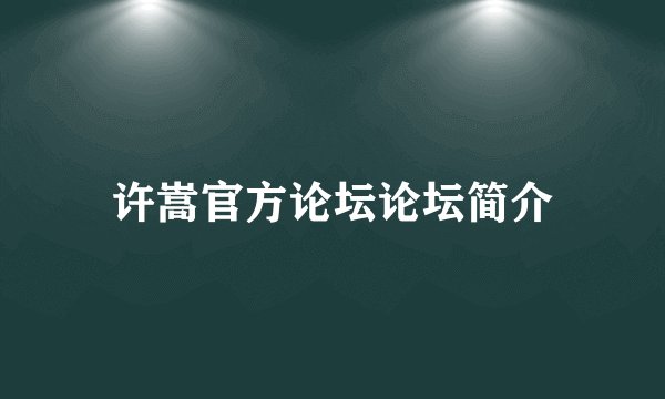许嵩官方论坛论坛简介