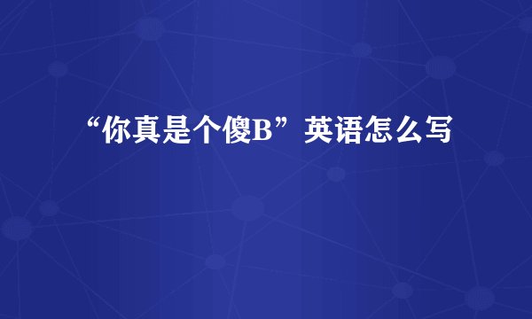 “你真是个傻B”英语怎么写