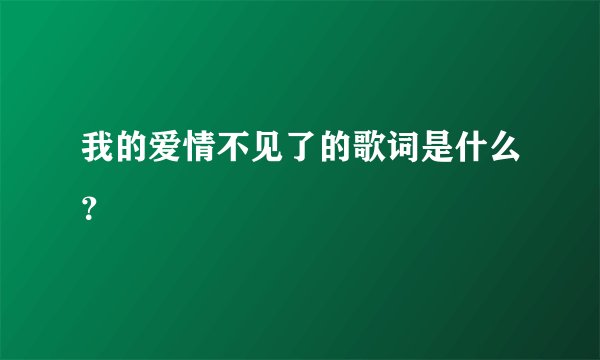 我的爱情不见了的歌词是什么？