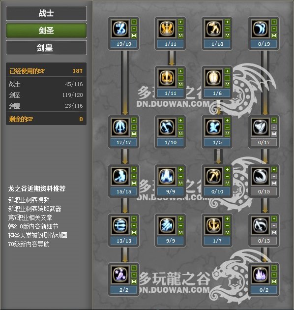 龙之谷求纯物剑皇加点，偏向刷图，偶尔PK ，大大们都来说啊！