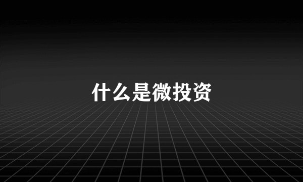 什么是微投资