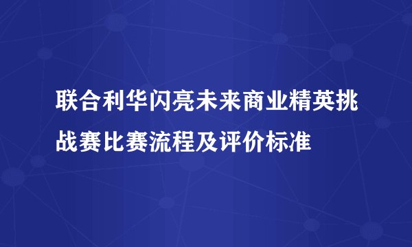 联合利华闪亮未来商业精英挑战赛比赛流程及评价标准
